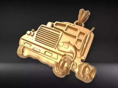 Semi Trailer Truck Pendant Necklace Jewerlry  3D print model