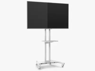 TV Display Stand with Mounted Screen White 3D model