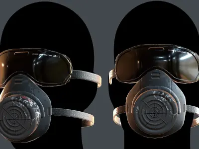 Gas mask helmet 3d model scifi Low-poly  Low-poly 3D model 12