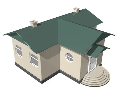 House with Green Roof 3D model
