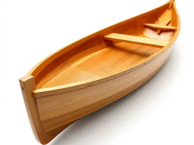 Wooden Canoe Model Pack with Multiple Levels of Detail Low-poly 3D model
