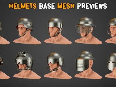 30 Military Helmet Base Mesh   Vol 04   Low-poly 3D model