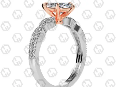 Ring 145 Marquise shape twisted shank pave set ring 3D print model