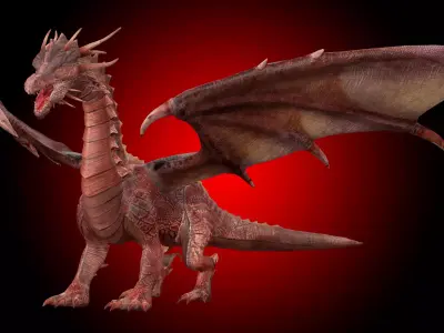 Big Fire Red Dragon Rig 3D model