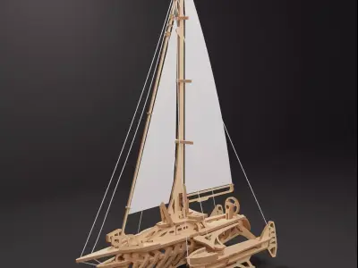 Wooden Yacht - Sailboat 3D model