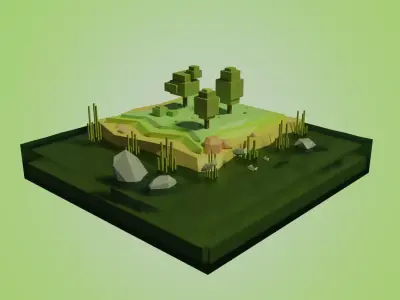Lake ready to game Low-poly 3D model