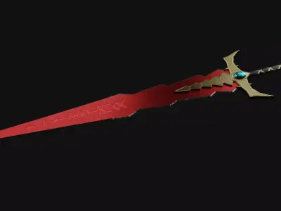 Crimson Sword Low Poly 2720 Tri Count Low-poly 3D model