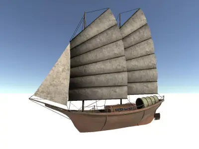 Old Sail Transport Ship Low-poly 3D model