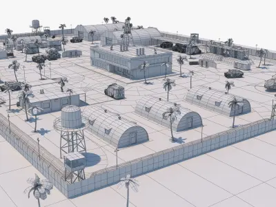 Military Base - Scene Low-poly 3D model