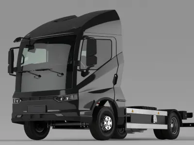 Electric Black Truck No Cargo 3D model