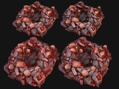 Copper Deposits Ore and Stones Resource Set Low-poly 3D model