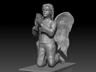 Angel statue with wings 3D model