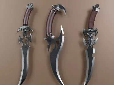 Fantasy dagger set 57 Low-poly 3D model