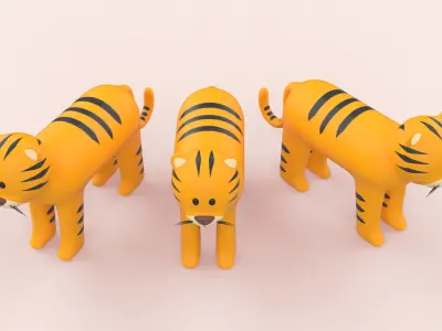 Cartoon Tiger Animal Style Cute Low-poly 3D model