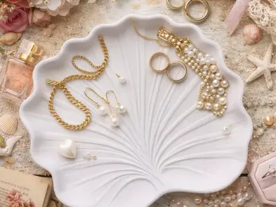 Vintage Shell Dish Flat Lay Background  Product Mockup Scene 3D print model