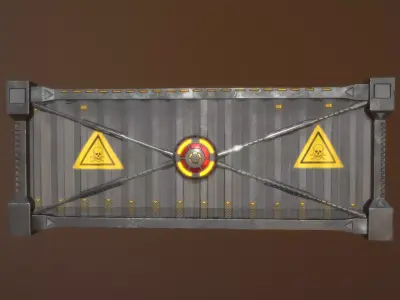 contener metal gate with warning sign Low-poly 3D model