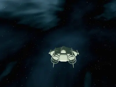 Low-Poly A-Wing spaceship flying in sky 3D print model