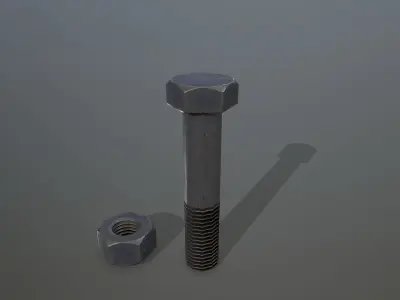 Bolts bolt and nut Low-poly 3D model 7