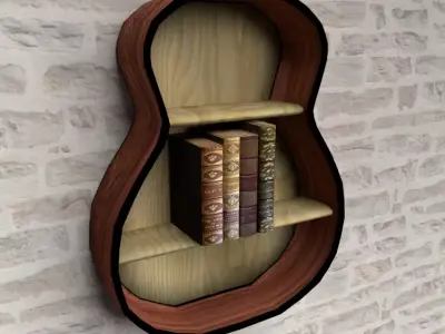 Loft style bookshelf Free low-poly 3D model