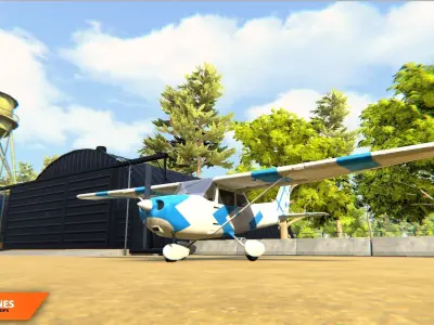 Airplanes - airport with props Low-poly 3D model