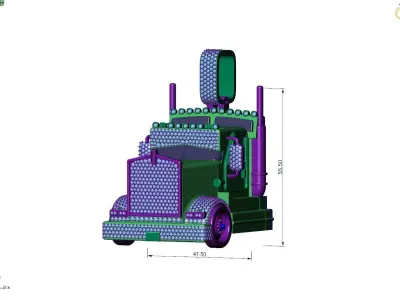 Custom Semi Truck Diamond Pendant - Rig Truck Vehicle Diamond  3D print model