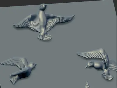 birds wall mounted 3D print model