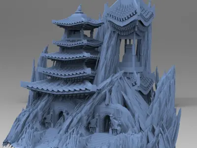 Castle Spiked Mountains Kitbash  3D model
