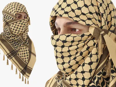 Magnivit Tactical Shemagh Wrapped on Head Beige 3D model