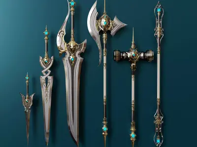 Fantasy weapon set 6 3D model