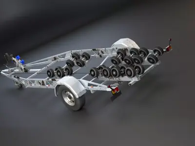 Used Aged Boat Trailer 3D model