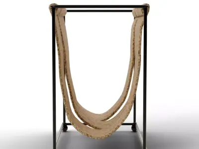 Woven Jute and Industrial Iron Magazine Rack - Artisan Series Low-poly 3D model