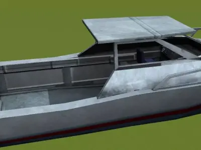 ships boat with cabin Low-poly 3D model