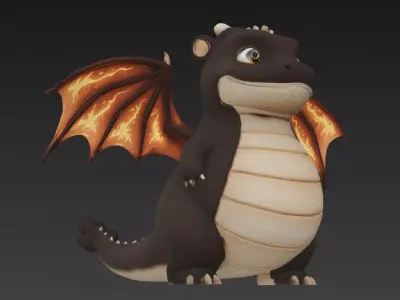 Cartoon Brown Dragon 3D Model Low-poly 3D model