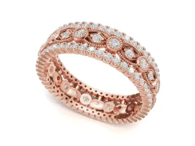 Antique Style Wedding Band With Diamond 3D print model