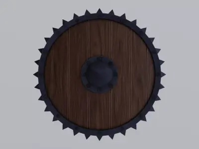 Medieval round wooden shield Low-poly 3D model buy