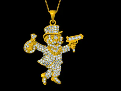 Diamond Men Monopoly Man Charm Pendant 3D print model