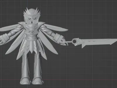 Robot 3D model character holding sword 3D model