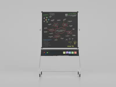 Compact Double-Sided Square - Customizable Writing Board Set 3D Model Pack