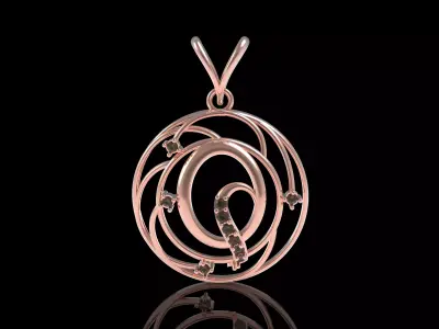 Alphabet Q Diamond Pendant 3D print model