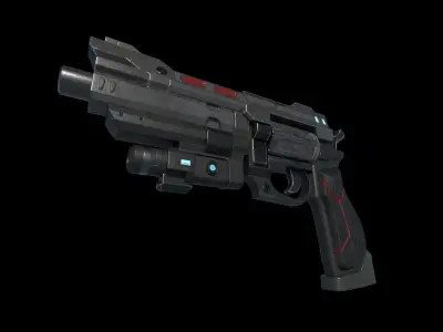 Scifi HandCannon Type A - Low Poly model for games Low-poly 3D model