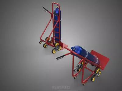UPRIGHT TILTED HEAVY GAS CYLINDER CART STAIR CLIMBING HAND TRUCK 3D model