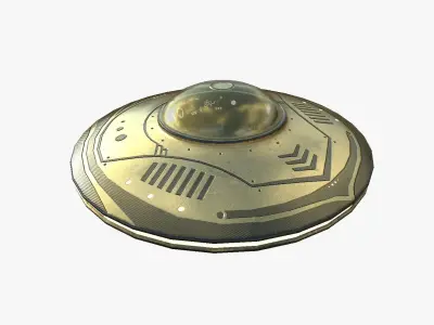 Alien Spaceship UFO B07 Gold - Sci Fi Spacecraft Design Low-poly 3D model