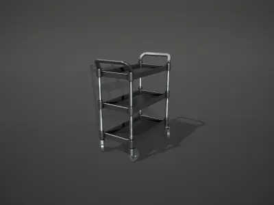 Three Tier Black Service Cart Low-poly 3D model