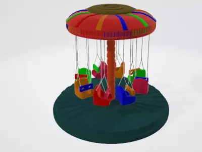 Carousel colorful Low-poly 3D model