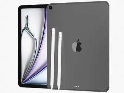 Apple iPad Air 11 2026 WiFi and Cellular with Pencils All Colors 3D model