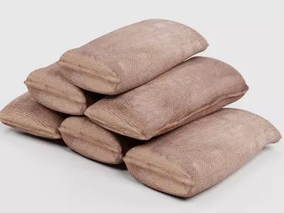 Jute Sacks Stack - Burlap Bags Pile 3D model