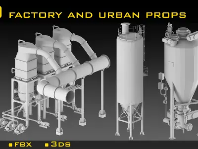 50 Factory and Urban Props- Vol 03 Low-poly 3D model