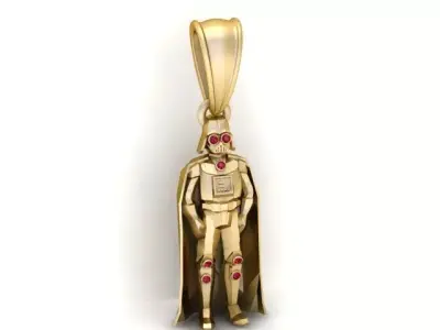 Galactic Droid Pendant  Gemstone Accent 3D  3D print model