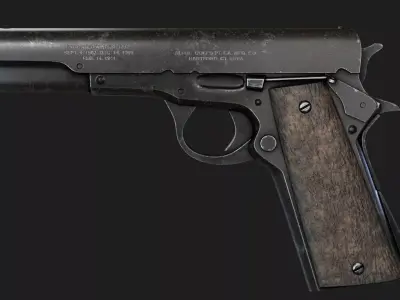 Low Poly Pistol Game Ready Handgun 3D Model PBR Textures Low-poly 3D model