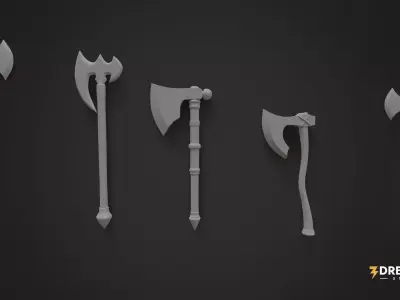 Axe Base Mesh Pack Vol 01 - Ready for Sculpting Texturing Low-poly 3D model